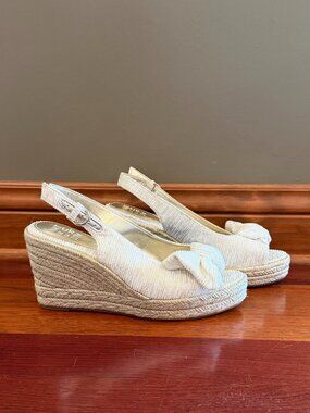 Naturalizer Bettina Peep Toe Bow Slingback Wedge Espadrilles, Size 8